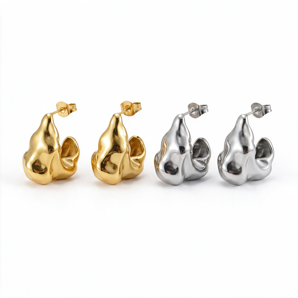 Molten Textured Hoop Earrings