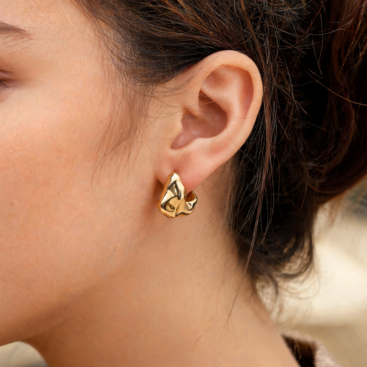 Molten Textured Hoop Earrings