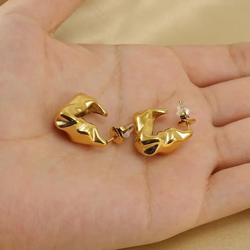 Molten Textured Hoop Earrings