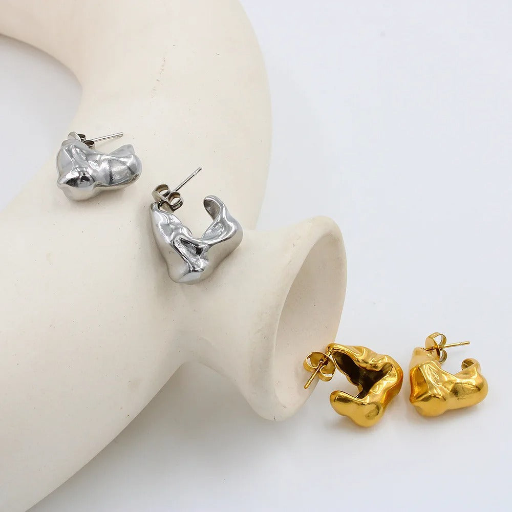 Molten Textured Hoop Earrings