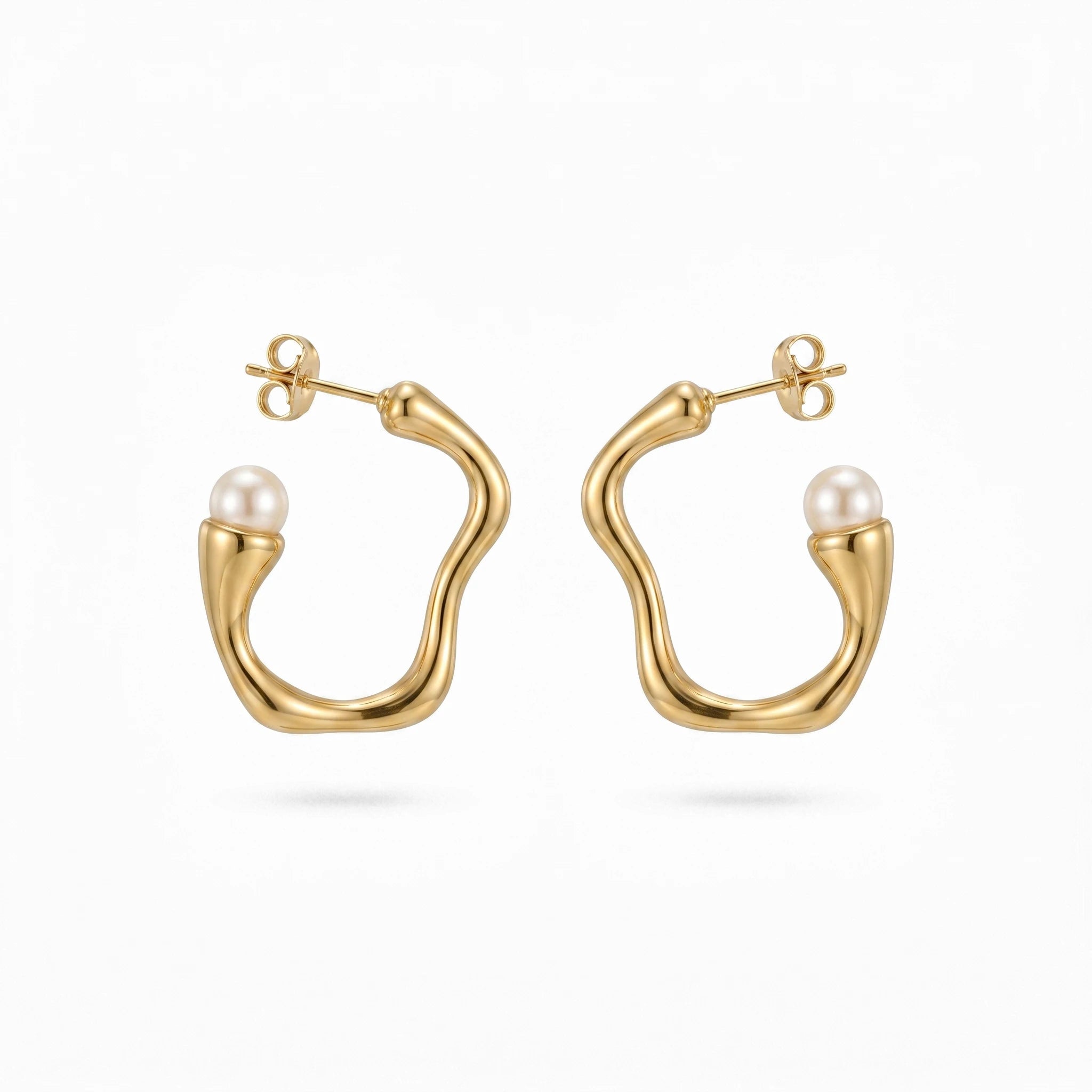 Molten Wave Pearl Hoops