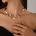 Molten Wave Choker, gold, worn