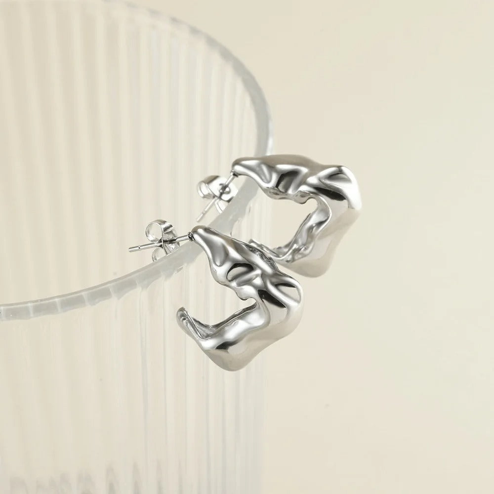 Molten Textured Hoop Earrings