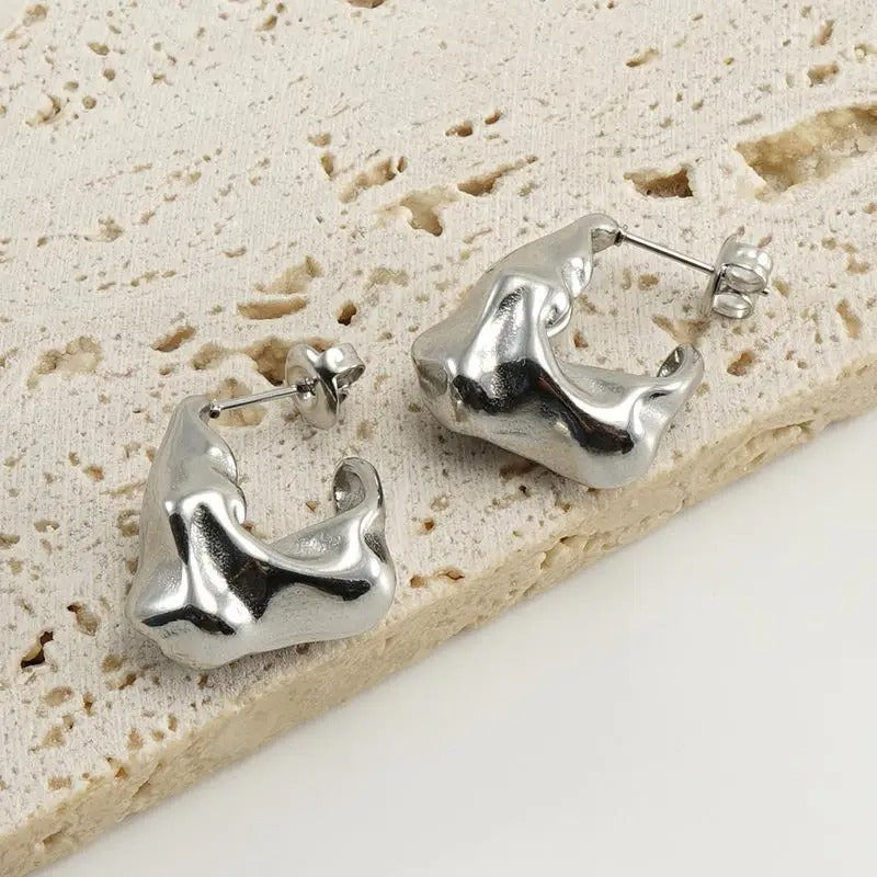 Molten Textured Hoop Earrings
