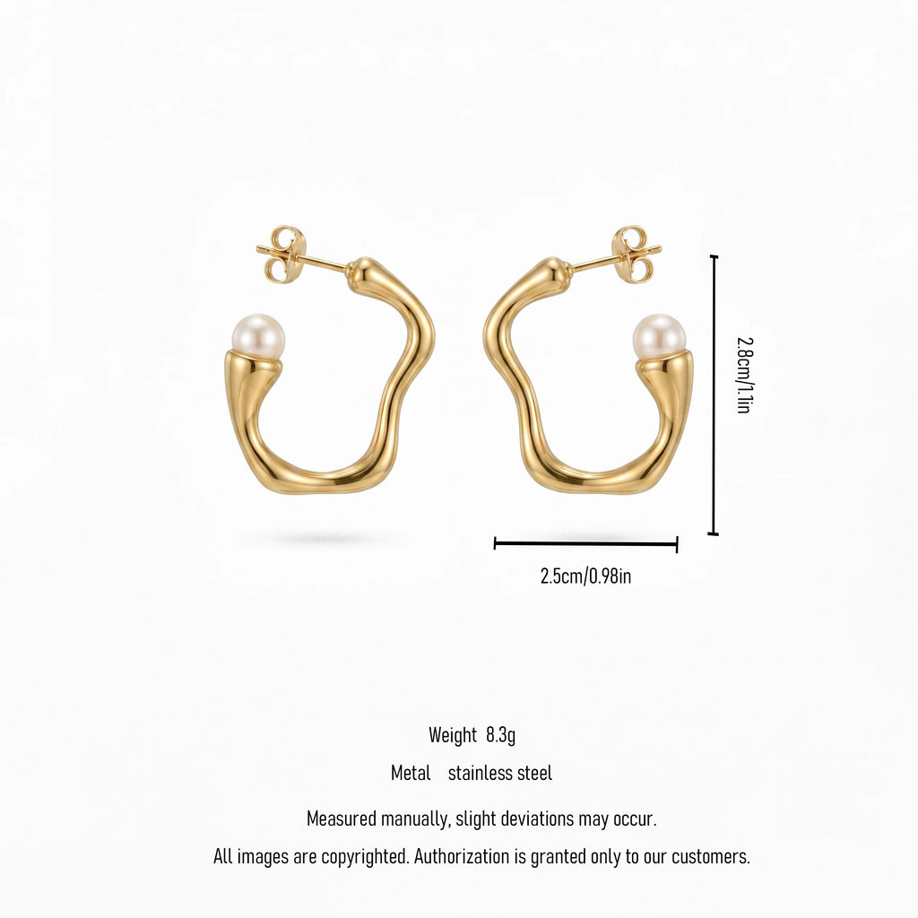 Molten Wave Pearl Hoops