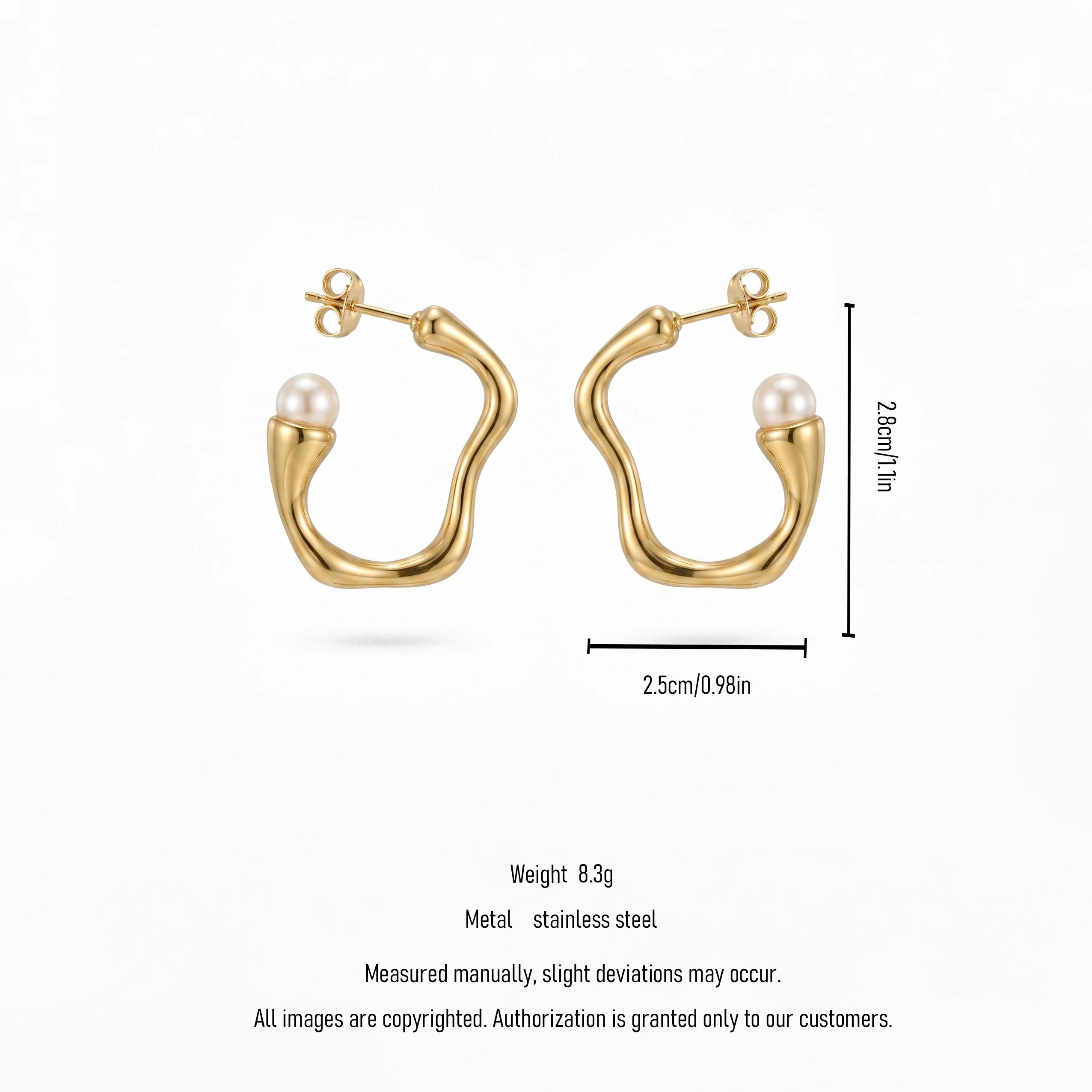 Molten Wave Pearl Hoops
